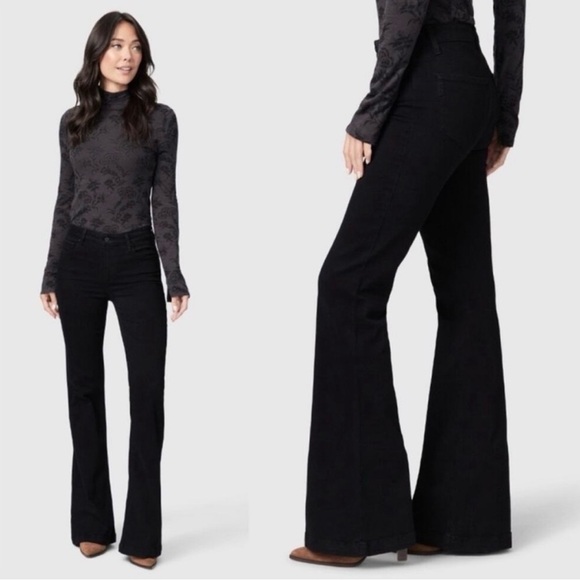 PAIGE Genevieve High Rise Flare in Black Shadow- Like New! - Picture 2 of 12
